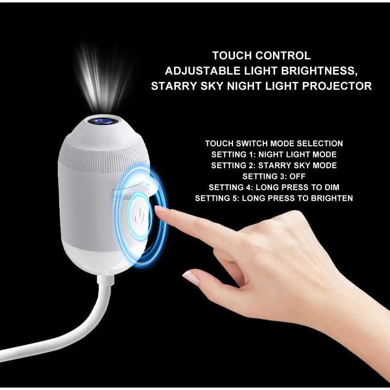 USB Starry Sky Projector Night Light 360° Adjustable Galaxy Atmosphere Lamp for Car Interior Home Bedroom Romantic Nightlight