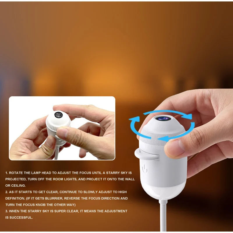 USB Starry Sky Projector Night Light 360° Adjustable Galaxy Atmosphere Lamp for Car Interior Home Bedroom Romantic Nightlight