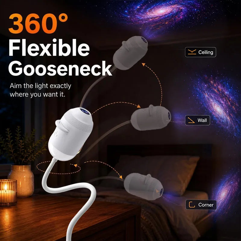 USB Starry Sky Projector Night Light 360° Adjustable Galaxy Atmosphere Lamp for Car Interior Home Bedroom Romantic Nightlight