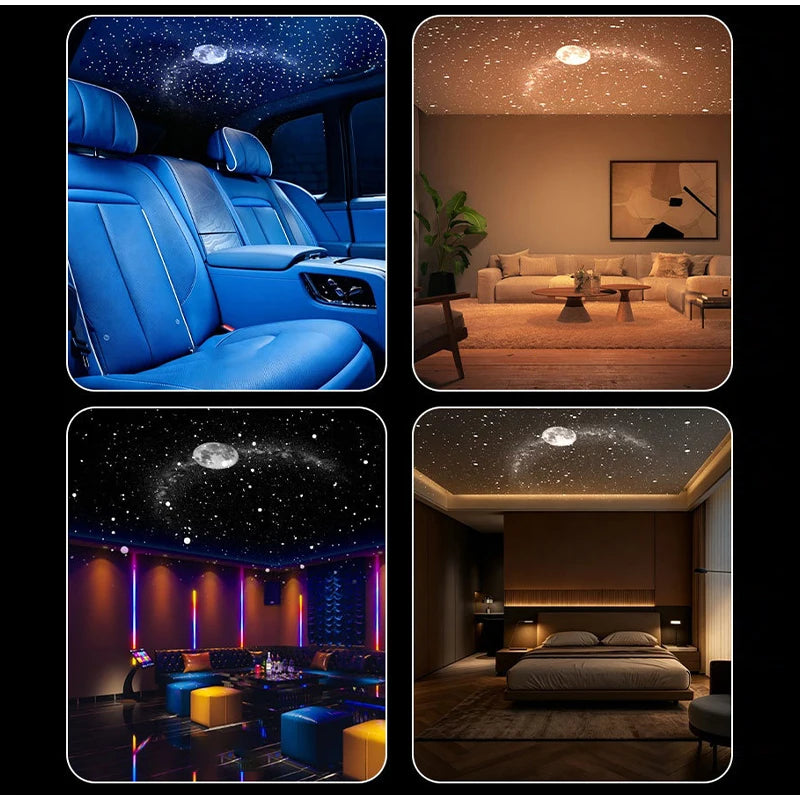 USB Starry Sky Projector Night Light 360° Adjustable Galaxy Atmosphere Lamp for Car Interior Home Bedroom Romantic Nightlight